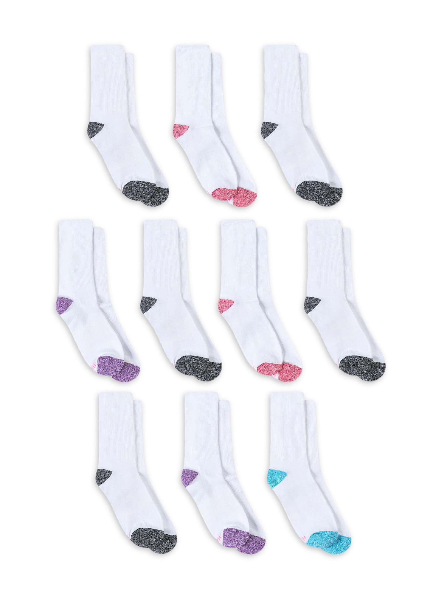 Hanes Women's Crew Socks, Comfort Fit, 10-Pack, Size 5-9