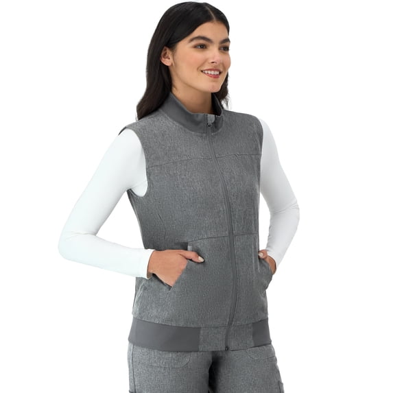 Hanes Womens Scrubs Zip-Front Scrub Vest, Pockets, Comfort Fit, Inner Pocket, Sizes XS-3XL