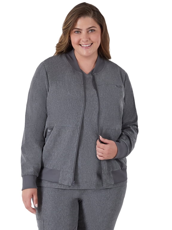 Women's Scrubs Bomber Scrub Jacket, Comfort Fit, 2-Outer Pockets 1-Inner Pocket, Sizes XS-3XL