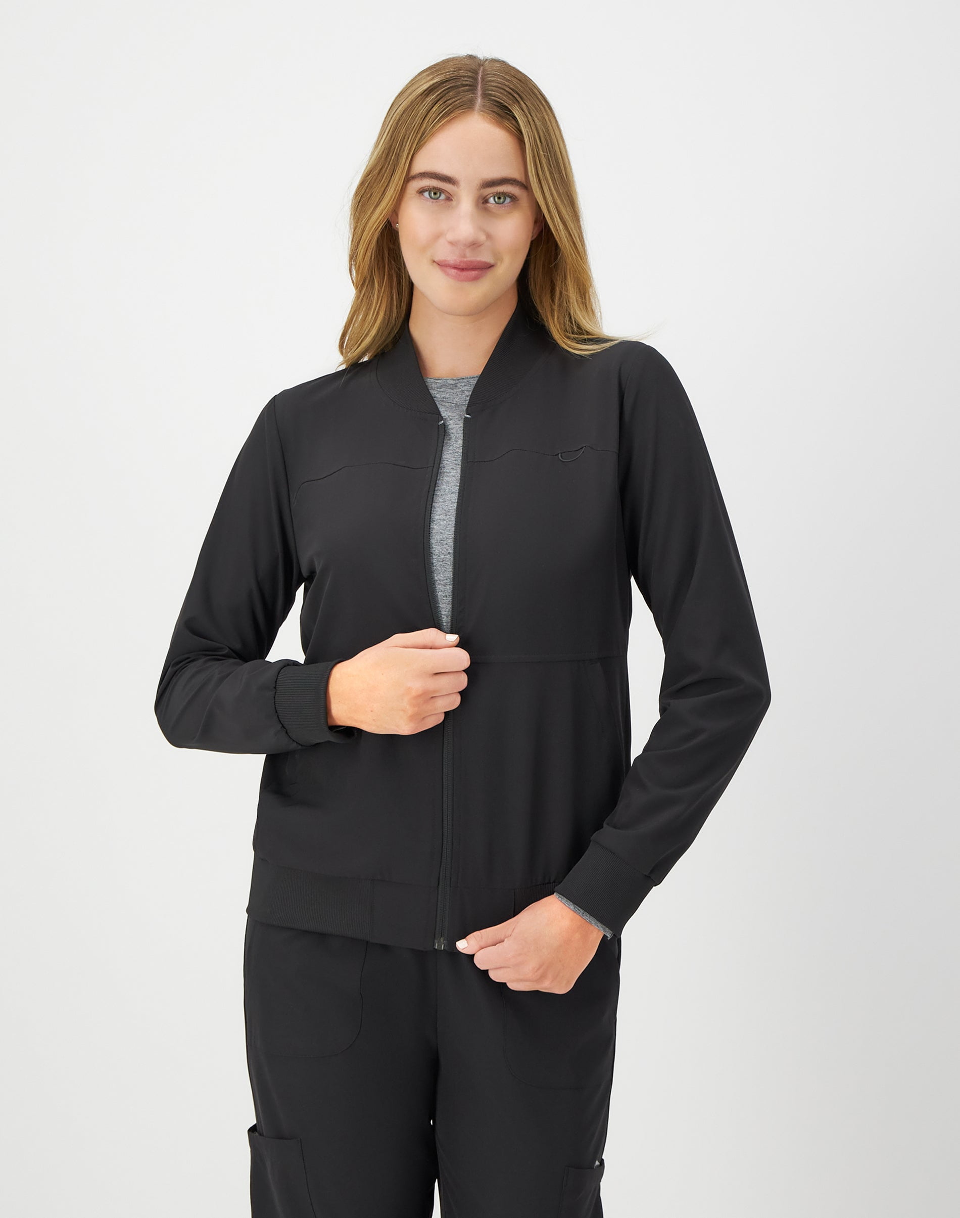 Hanes Womens Scrubs Bomber Scrub Jacket, Comfort Fit, Snap & Zip Pockets, Sizes XS-3XL