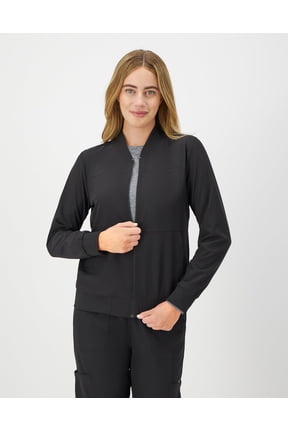 Womens Scrubs Bomber Scrub Jacket, Comfort Fit, Snap & Zip Pockets, Sizes XS-3XL
