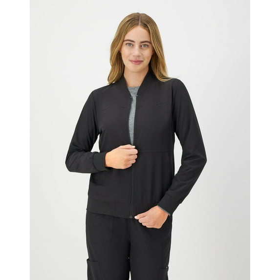 Hanes Comfort Fit Scrubs Women's Scrub Bomber Jacket New Ebony XL