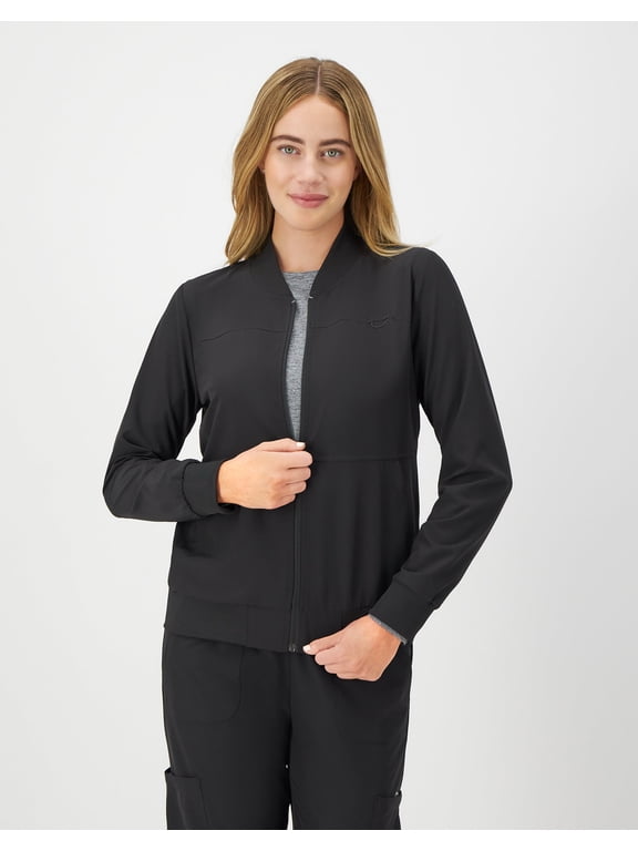 Women's Scrubs Bomber Scrub Jacket, Comfort Fit, 2-Outer Pockets 1-Inner Pocket, Sizes XS-3XL