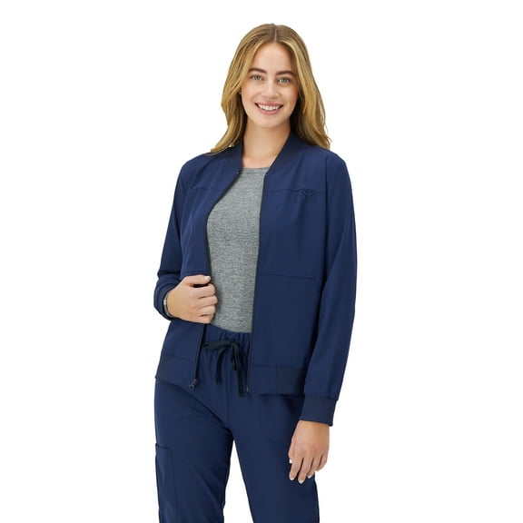 Hanes Women's Comfort Fit Long Sleeve Full-Zip Scrubs Bomber Jacket, Style HSW104, Sizes up-to 3XL