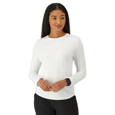 Hanes Women's Comfort Fit Scrubs Long Sleeve, Crew Neck Underscrub Shirt, Style HSW106, Sizes up-to 2XL