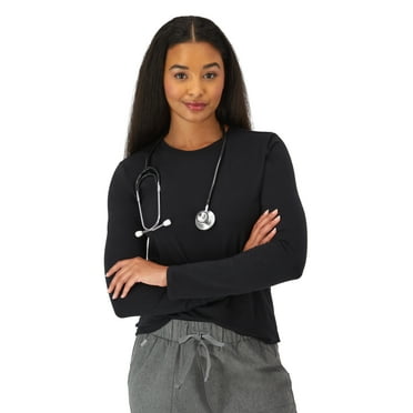 Hanes Women's Comfort Fit Scrubs Long Sleeve, Crew Neck Underscrub Shirt, Style HSW106, Sizes up-to 2XL