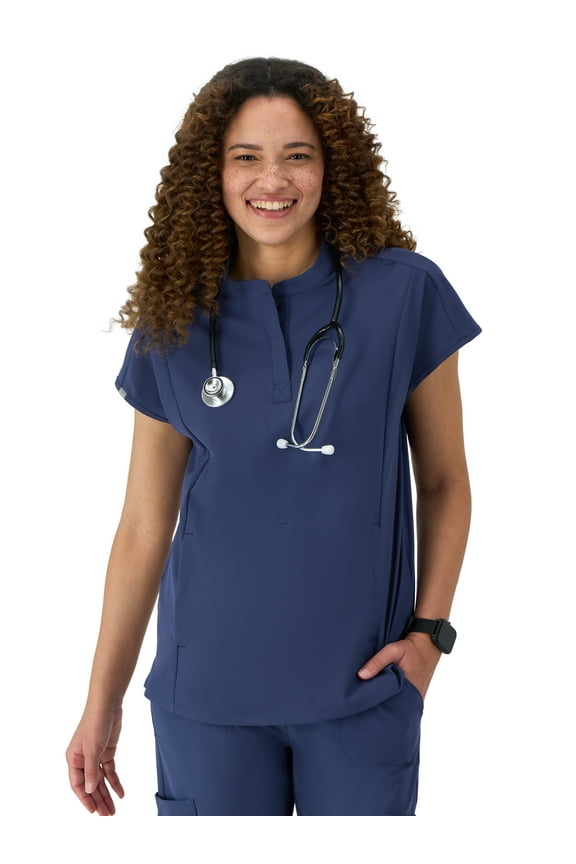 Womens Scrubs Mandarin Collar Scrub Top, Comfort Fit, Pockets, Sizes XS-3XL