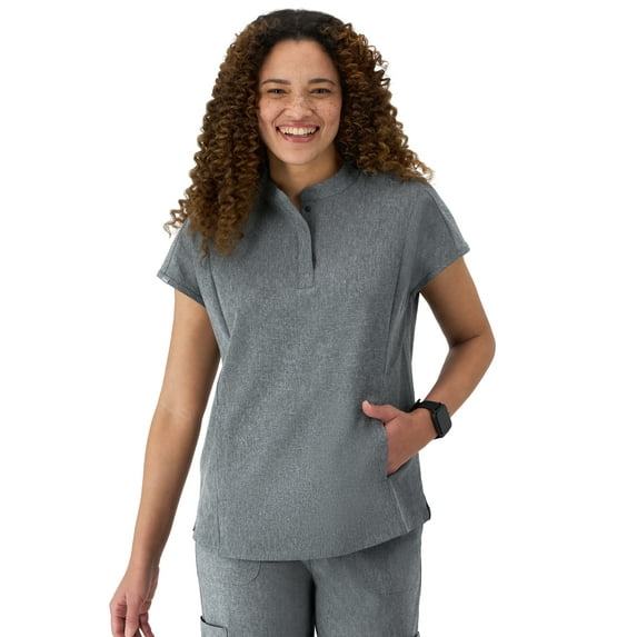 Hanes Women's Comfort Fit Short Sleeve Mandarin Collar Scrub Top, Style HSW108, Sizes up-to 3XL