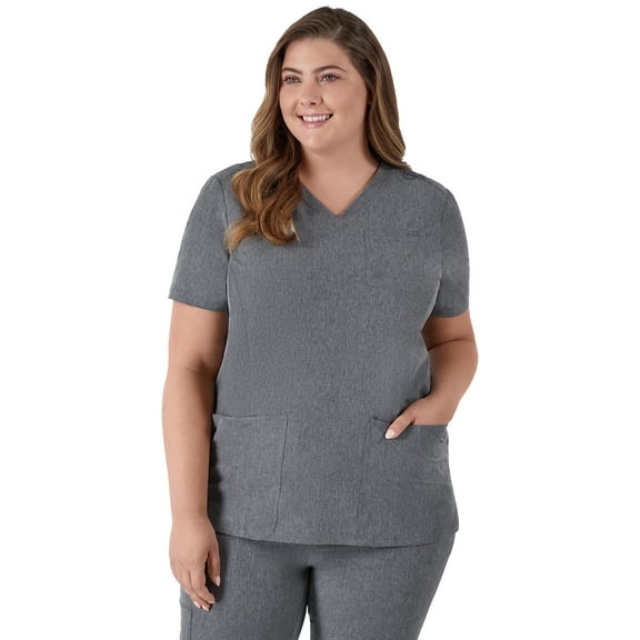 Hanes Women's Comfort Fit Short Sleeve Ribbed Back Panel V-Neck Scrub Top, Style HSW102, Sizes up-to 3XL