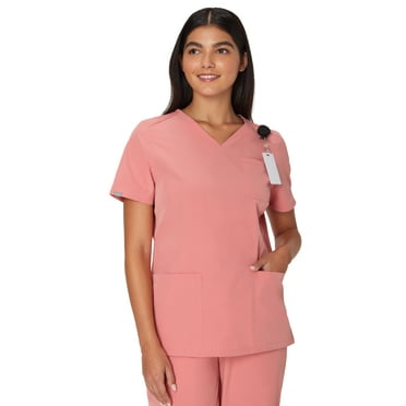 Hanes Women's Comfort Fit Short Sleeve Ribbed Back Panel V-Neck Scrub Top, Style HSW102, Sizes up-to 3XL