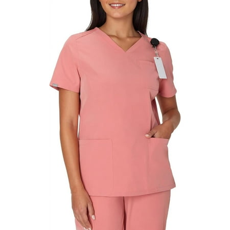 Hanes Women's Comfort Fit Short Sleeve Ribbed Back Panel V-Neck Scrub Top, Style HSW102, Sizes up-to 3XL