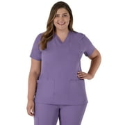 Hanes Women's Comfort Fit Short Sleeve Ribbed Back Panel V-Neck Scrub Top, Style HSW102, Sizes up-to 3XL