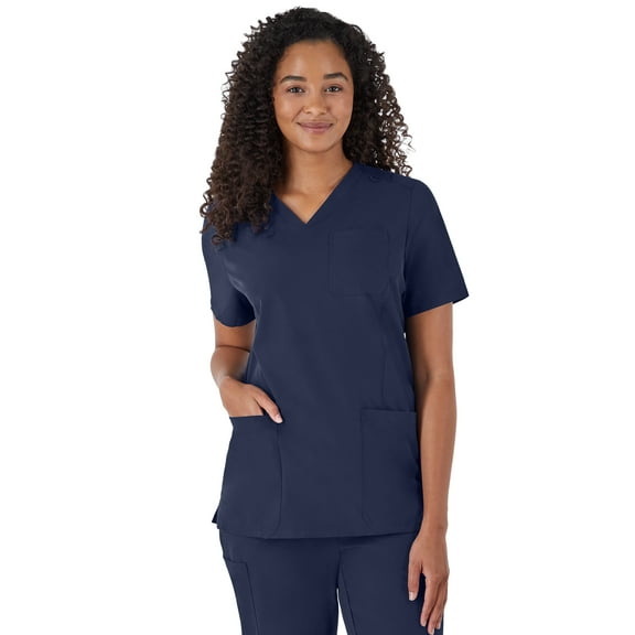 Hanes Women's Comfort Fit Short Sleeve Ribbed Back Panel V-Neck Scrub Top, Style HSW102, Sizes up-to 3XL