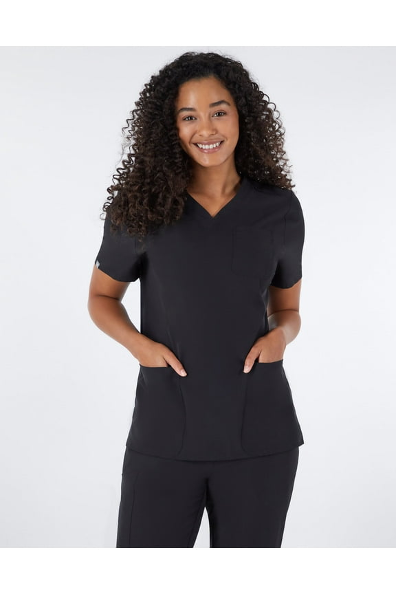 Comfort Fit Scrubs Women's Rib Back Scrub Top New Ebony XL