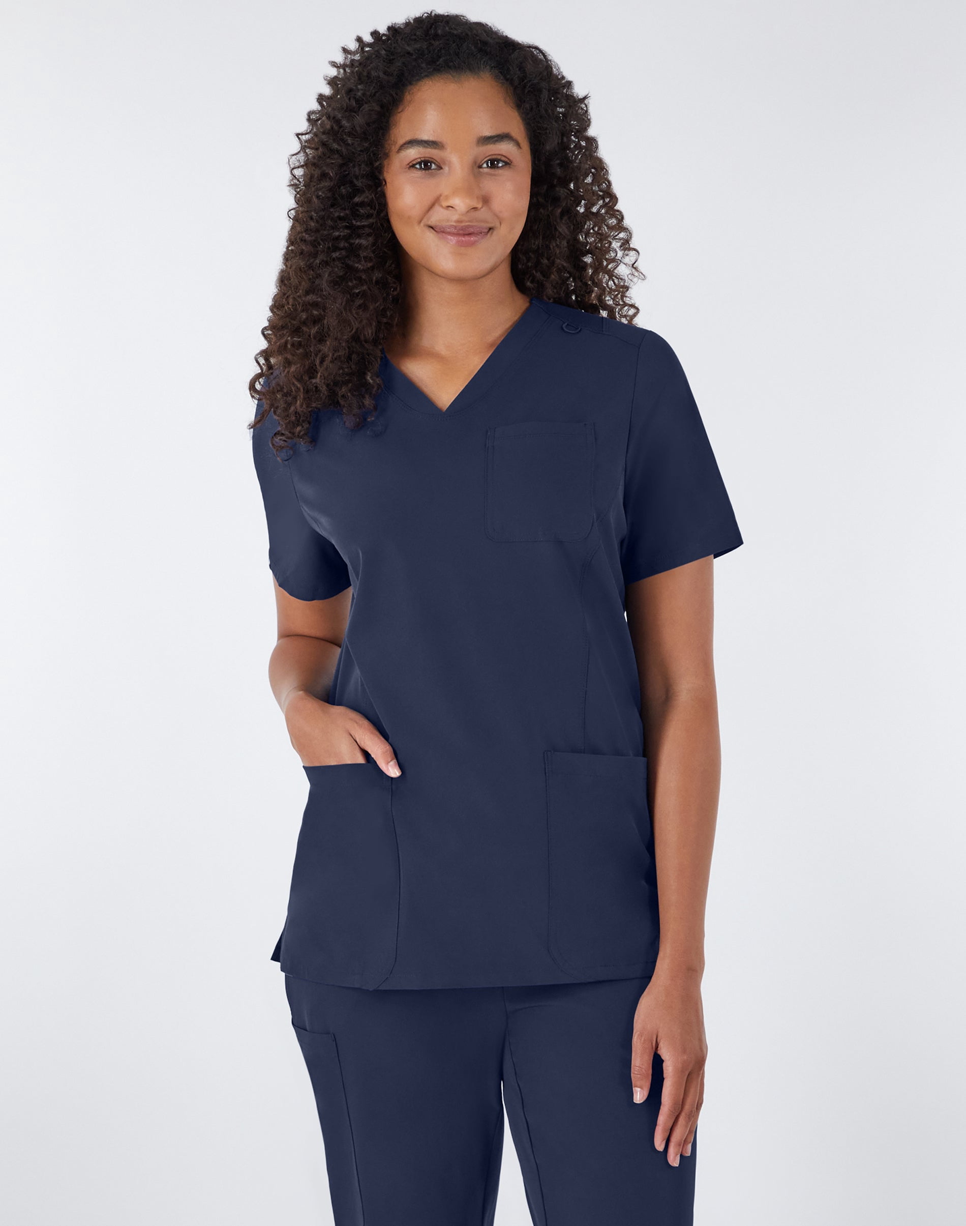 Women's Scrubs V-Neck Scrub Top with Ribbed Back, Comfort Fit, 3-Pockets, Sizes XS-3XL