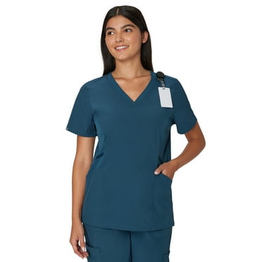 Hanes Women's Comfort Fit Short Sleeve Ribbed Side Panel V-Neck Scrub Top, Style HSW100, Sizes up-to 3XL