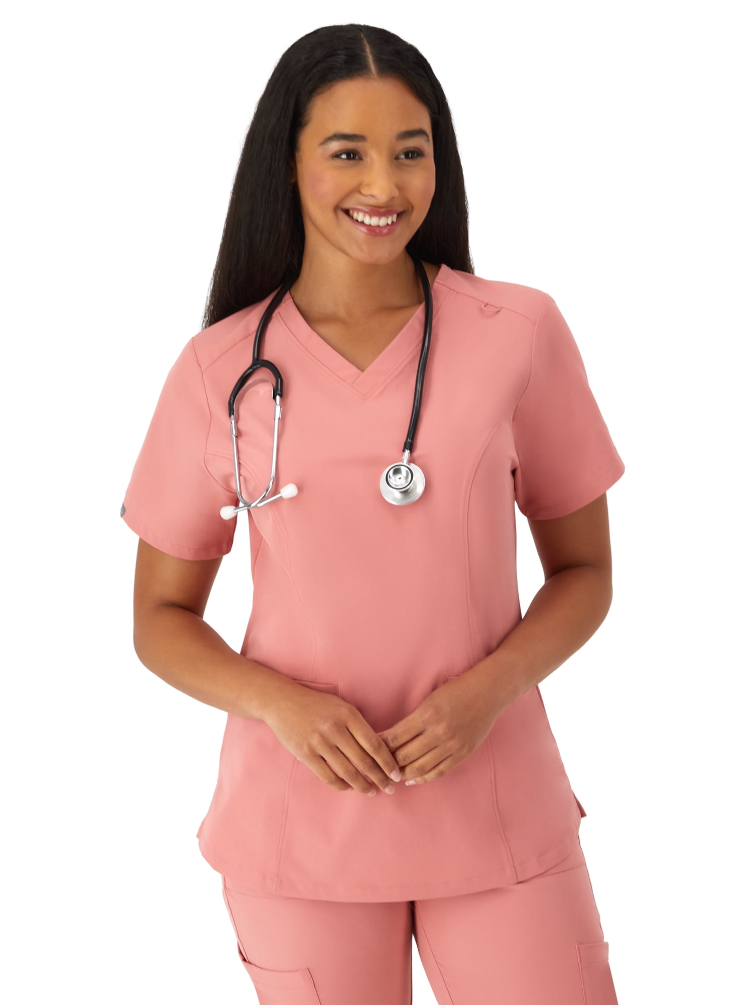 Hanes Womens Scrubs V-Neck Scrub Top, Comfort Fit, 2 Pockets, Sizes XS-3XL