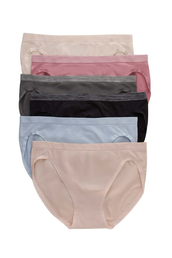 Womens Underwear Bikini 6-Pack, Comfort Flex Fit Bikini Underwear, Seamless Underwear for Women