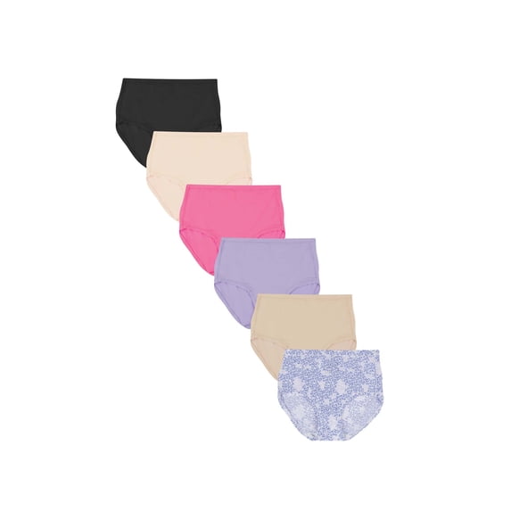 Hanes Womens Underwear Microfiber 6-Pack, SUPER Stretch Panties, Brief, Bikini, or Thong Panty, Comfort Flex Fit