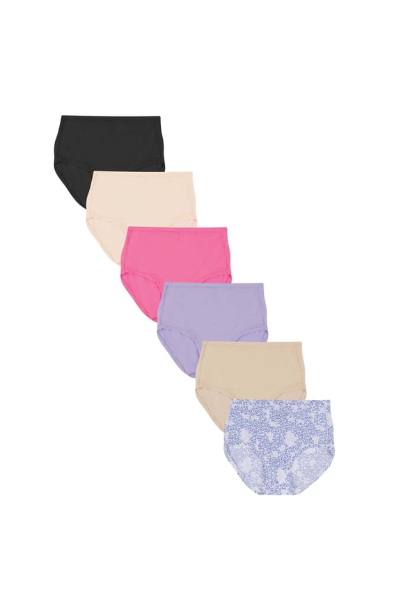 Womens Underwear Microfiber 6-Pack, SUPER Stretch Panties, Brief, Bikini, or Thong Panty, Comfort Flex Fit