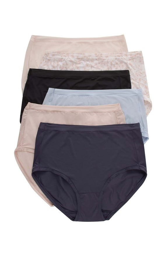 Womens Underwear Microfiber 6-Pack, SUPER Stretch Panties, Brief, Bikini, or Thong Panty, Comfort Flex Fit