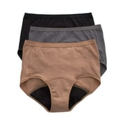 Hanes Women's Comfort, Period Moderate Leak Protection Brief Underwear, 3 Pack