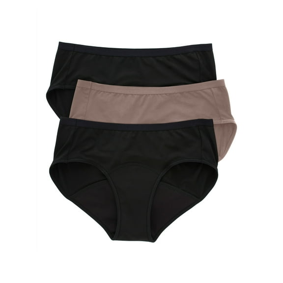 Hanes Women's Comfort Period Moderate Leak Protection Hipster, 3-Pack