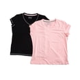 thumbnail image 1 of Hanes Women's Comfort Short Sleeve Lounging V-neck T-Shirt Set (2 Pack), Black/Pink, 1X, 1 of 4