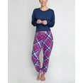 thumbnail image 1 of Hanes Women's Comfort Sleep Legacy Rib Knitted Top And Jogger Bottom Pajama Set, Blue/Tartan, Large, 1 of 4
