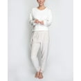 thumbnail image 1 of Hanes Women's Comfort Sleep Legacy Rib Knitted Top And Jogger Bottom Pajama Set, Cream/Leopard, Small, 1 of 4