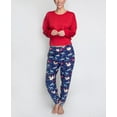 thumbnail image 1 of Hanes Women's Comfort Sleep Legacy Rib Knitted Top And Jogger Bottom Pajama Set, Red/Dog Sled, 1X, 1 of 4