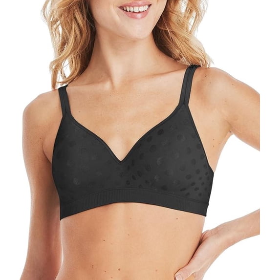 Hanes Women's Ultimate Perfect Coverage Foam Wire-Free Bra, Black, Large