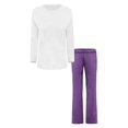 thumbnail image 1 of Hanes Women`s ComfortSoft EcoSmart Open Leg Fleece Sweatpants, O4629, L, Violet (Pack of 2) (1 White / 1 Violet Splendor Heather), 1 of 1