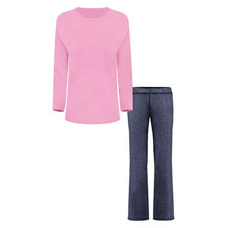 Hanes Women`s ComfortSoft EcoSmart Open Leg Fleece Sweatpants (Pack of 2)  (1 Pink Swish / 1 Navy Heather)