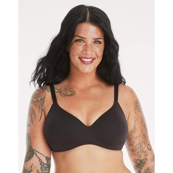 Hanes Womens No-Show Wireless Bra, Concealing Petals No-Show Bra with Convertible Straps