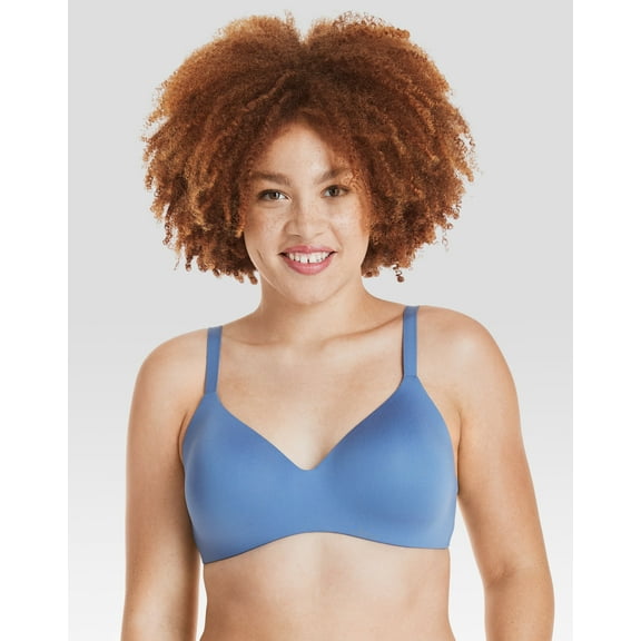 Hanes Womens No-Show Wireless Bra, Concealing Petals No-Show Bra with Convertible Straps