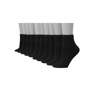 Hanes Women's Athletic Ankle Socks, Full Sole Cushion, 10-Pairs Black 5-9