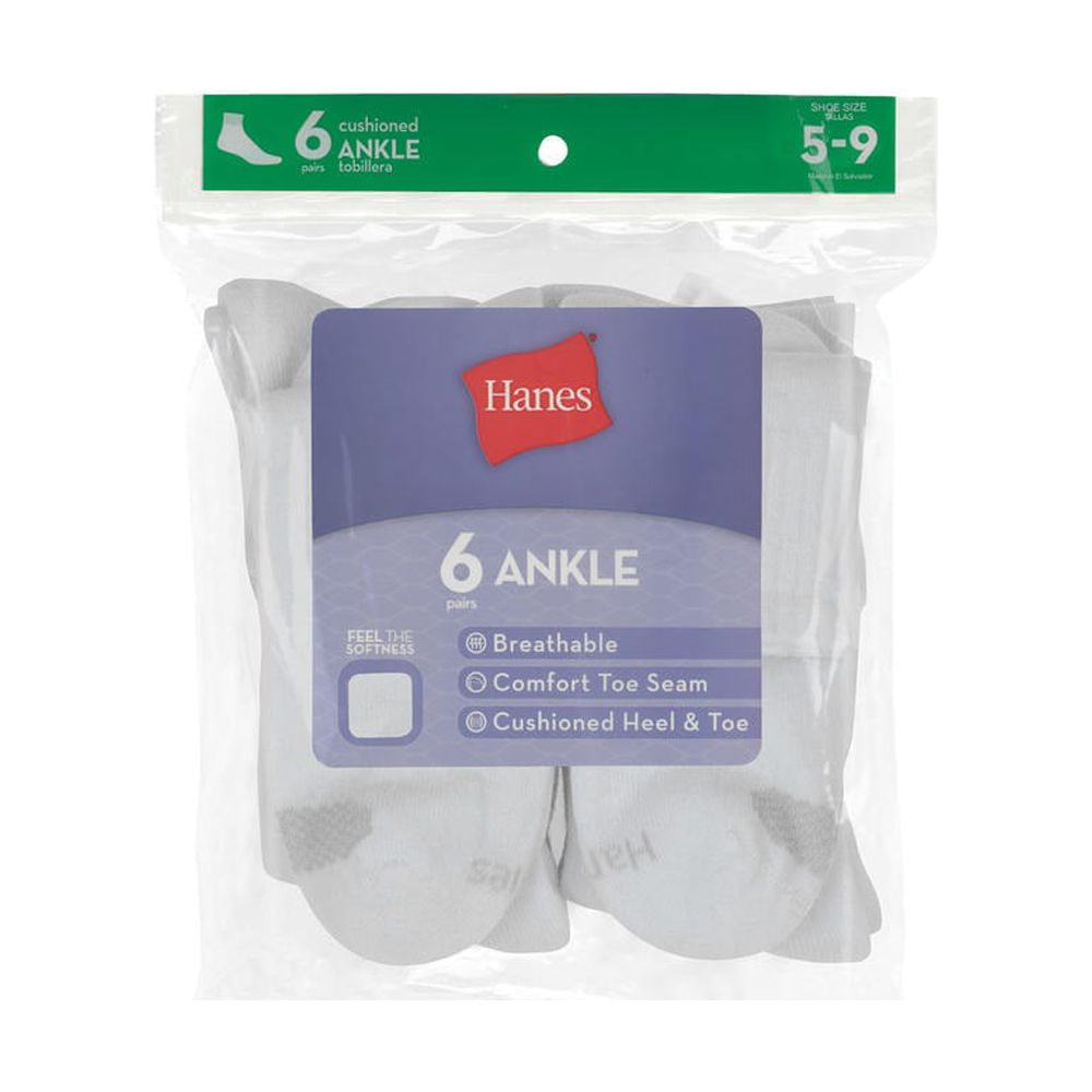 Hanes Women's Cool Comfort Breathable Ankle Socks 6+1 FreePack,Shoe