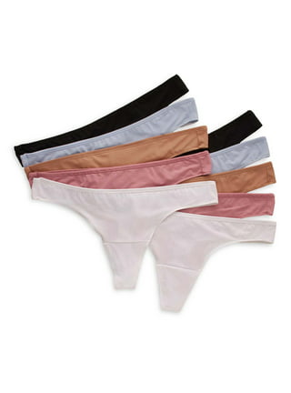 Hanes Women's Microfiber Stretch Thong Underwear, Comfort Flex Fit, 6-Pack