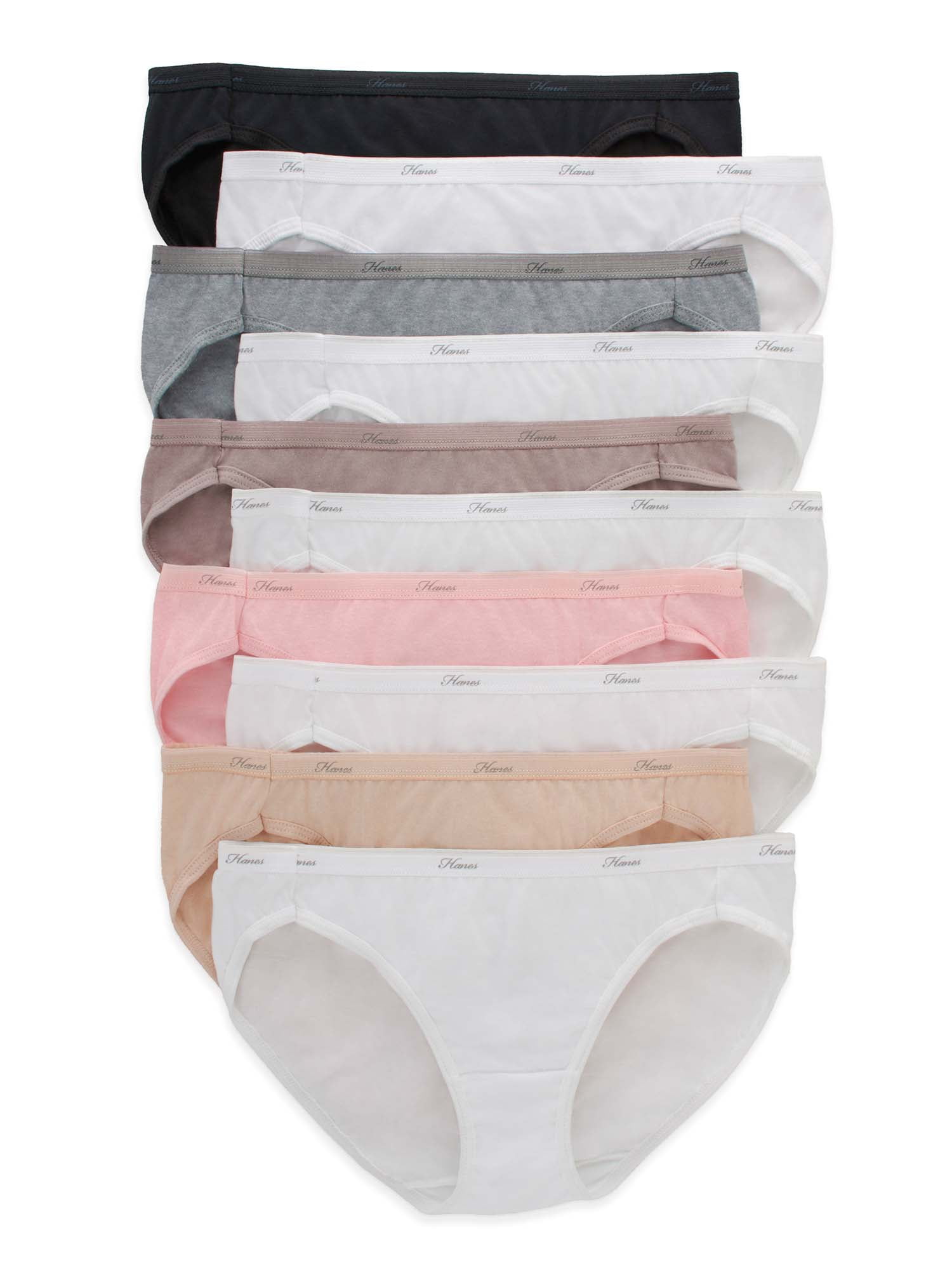 Hanes Women's Cool Comfort Cotton Bikini Underwear, 10-Pack, Sizes