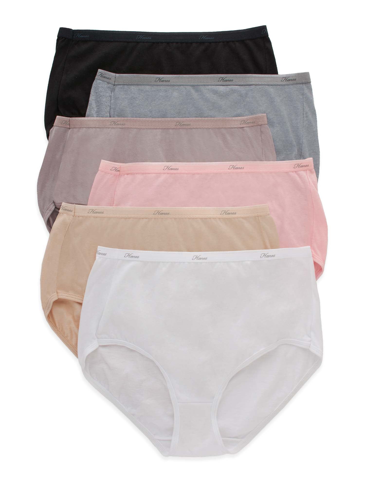 Hanes Women's Cotton Brief Underwear Multi-packs, Available in Regular and  Plus