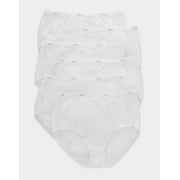 HANES Women's Cotton Brief Underwear, Moisture-Wicking, 6-Pack White Size 10
