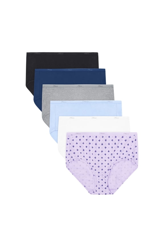 Women's Cotton Brief Underwear, Moisture-Wicking, 6-Pack Assortment 1 Size 7