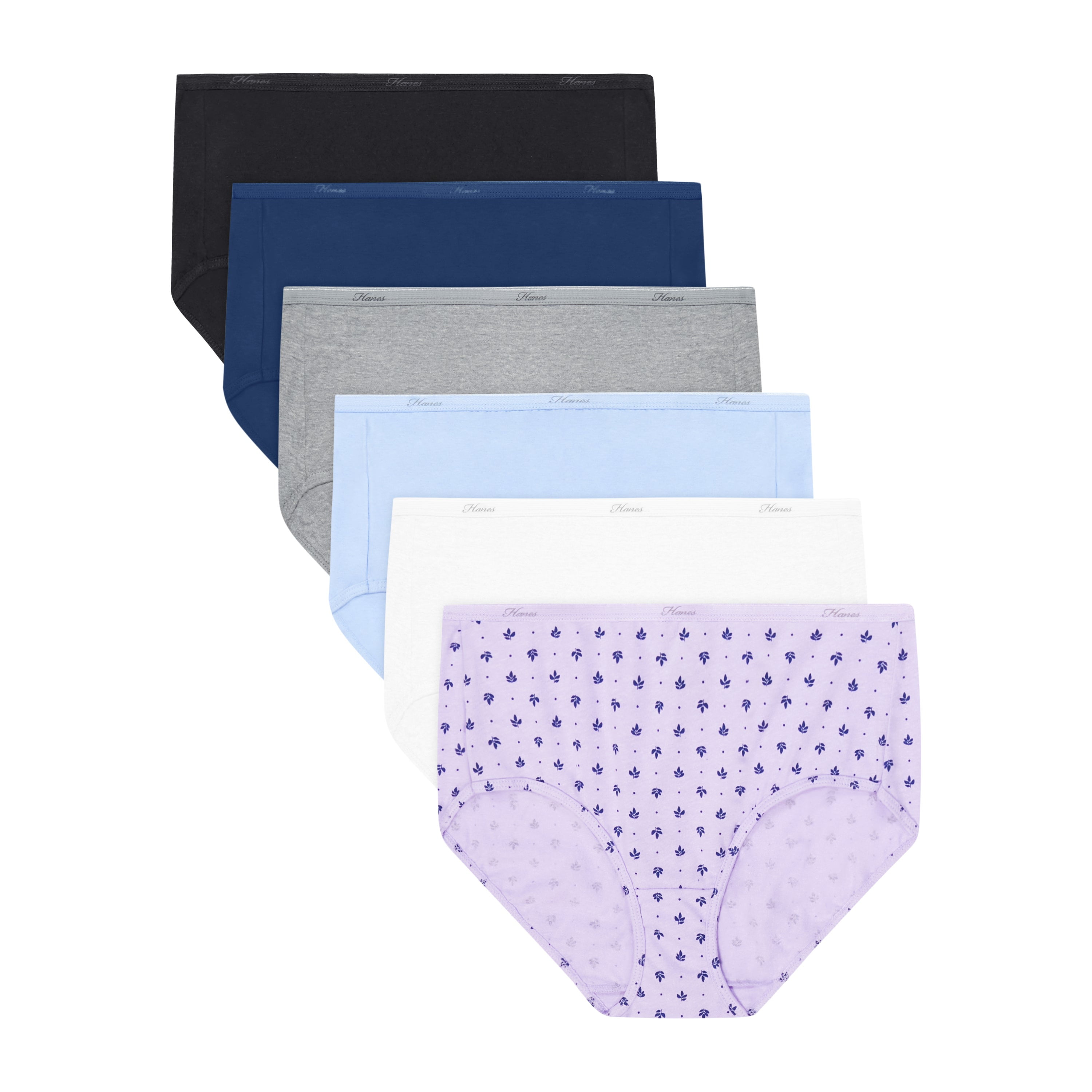 Hanes Women's Cotton Brief Underwear, Moisture-Wicking, 6