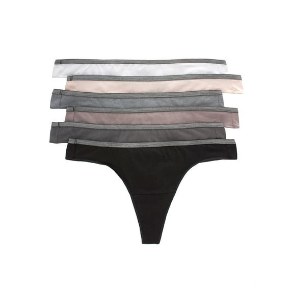Hanes Women's Cool Comfort Cotton Stretch Thong Underwear, 6-Pack