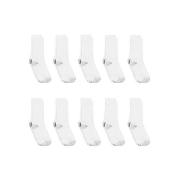 Hanes Women's Athletic Crew Socks, Full Sole Cushion, 10-Pairs White 5-9
