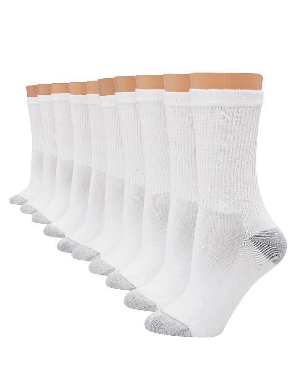 Hanes Women's Athletic Crew Socks 10-Pairs White Full Sole Cushion