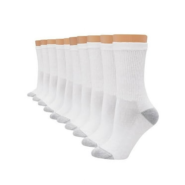 Hanes Women's Athletic Crew Socks, Full Sole Cushion, 10-Pairs White 5-9