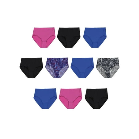 Hanes Women's Cool Comfort Microfiber Brief Underwear, 10-Pack