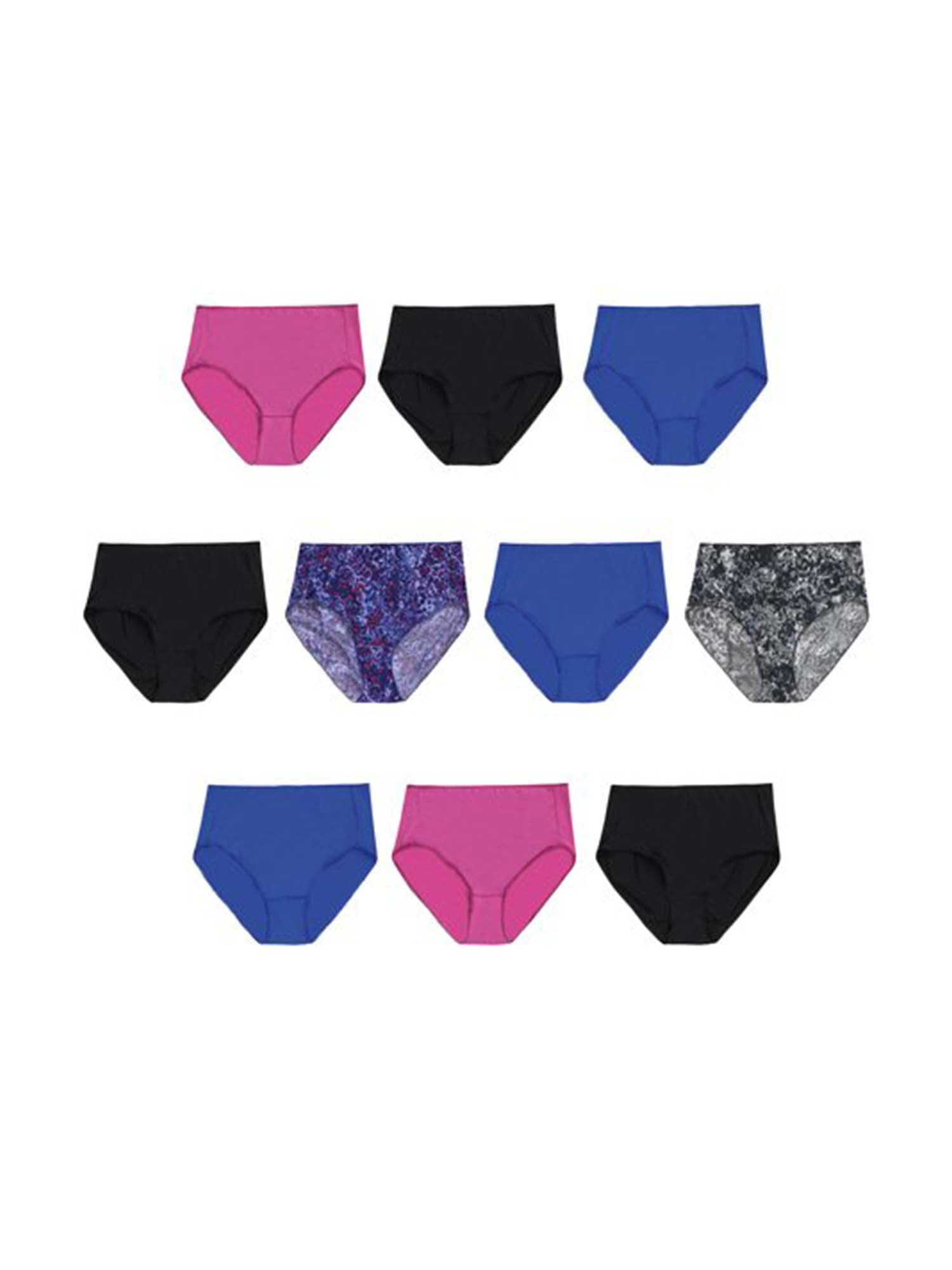 Hanes Women's Cool Comfort Cotton Bikini Underwear, 10-Pack, Sizes 5 (S) -  9 (2XL) 